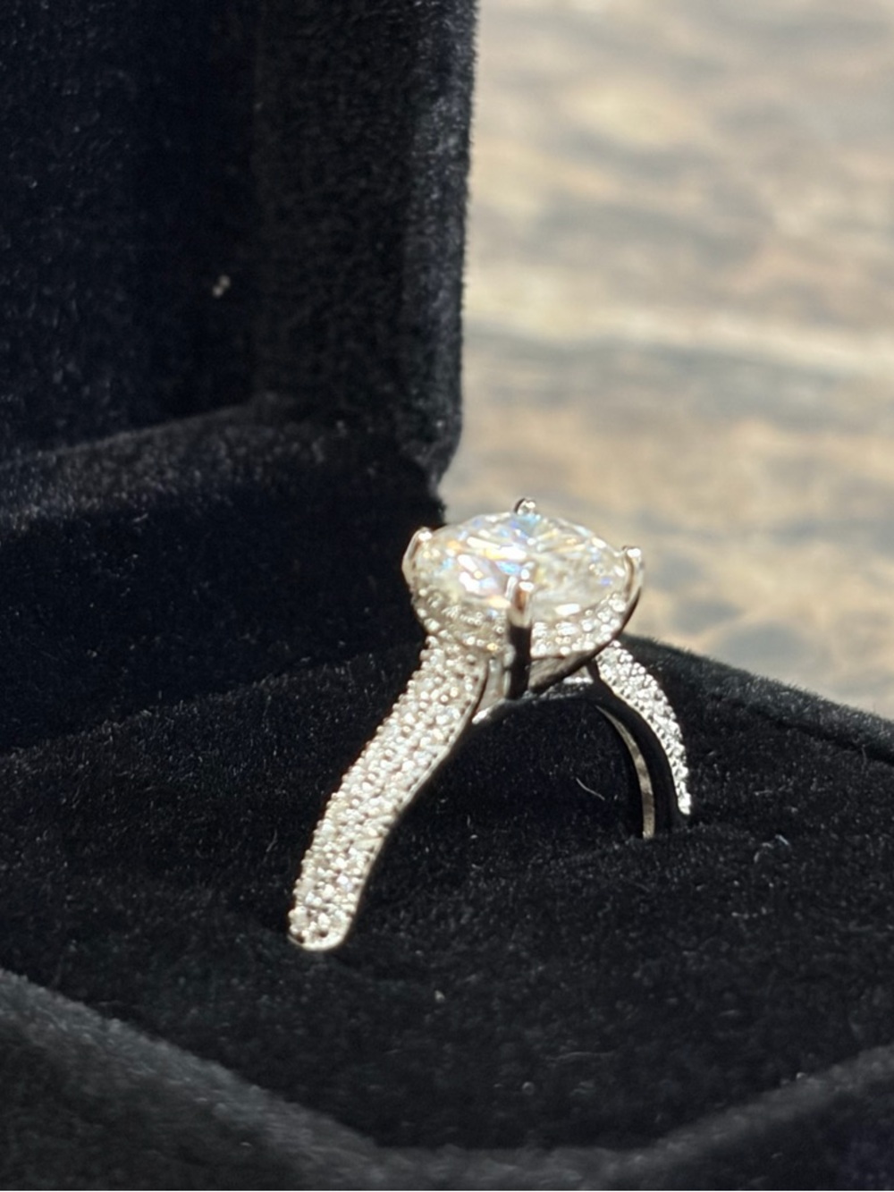 2CT VVS1 Moissanite Ring Size 7.5 925 Sterling Silver Engagement Promise Ring